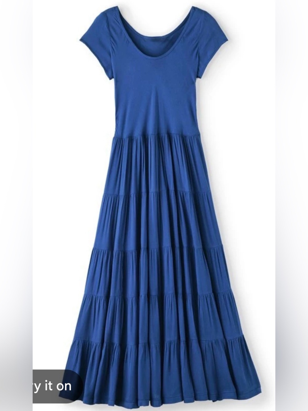 Soft Surroundings Mariana Dress Blue Tiered Scoop Neck Maxi Dress Vibrant Sz XS - Picture 2 of 8